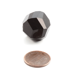 Large Austrian D.S antique hand faceted jet black glass bead 20mm
