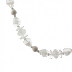 Vintage Czech necklace clear frost white round rondelle satin bicolor glass beads