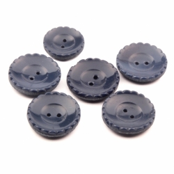 Lot (6) Czech Art Deco 1930's blue flower glass buttons