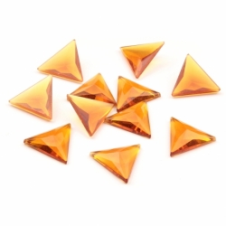 Lot (11) 25mm Czech vintage triangle faceted topaz flatback glass rhinestones