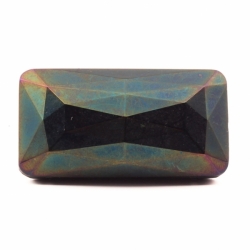 40x21mm Czech vintage iridescent metallic black rectangle faceted 2 hole connector glass bead