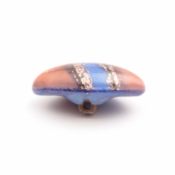 16mm antique Czech aventurine goldstone striped blue satin bicolor oval lampwork glass button