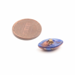 16mm antique Czech aventurine goldstone striped blue satin bicolor oval lampwork glass button