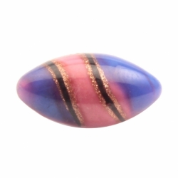 16mm antique Czech aventurine goldstone striped blue pink satin bicolor oval lampwork glass button