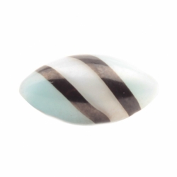 16mm antique Czech black striped white satin oval lampwork glass button