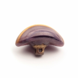 13mm antique Czech foil lined purple striped oval lampwork glass button