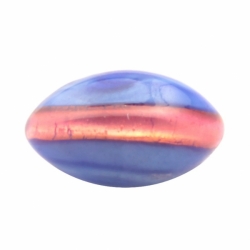 13mm antique Czech foil lined blue satin pink bicolor oval lampwork glass button