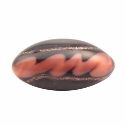 19mm antique Czech peach satin twist aventurine goldstone black oval lampwork glass button