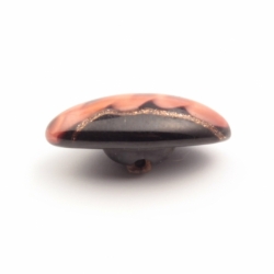 19mm antique Czech peach satin twist aventurine goldstone black oval lampwork glass button