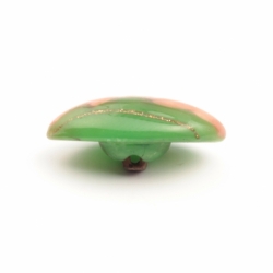 19mm antique Czech peach satin twist aventurine goldstone green opaline oval lampwork glass button