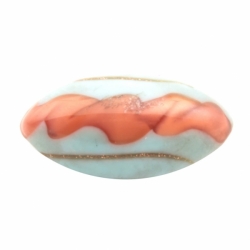 19mm antique Czech peach satin twist aventurine goldstone white satin oval lampwork glass button