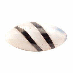 19mm antique Czech black striped white satin oval lampwork glass button