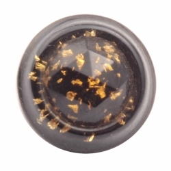 16mm antique handmade Czech foil marble black bicolor faceted glass button