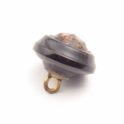 16mm antique handmade Czech foil marble black bicolor faceted glass button