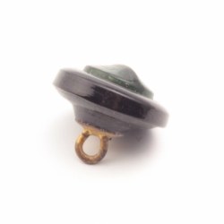 16mm antique Czech foil marble black green bicolor glass button