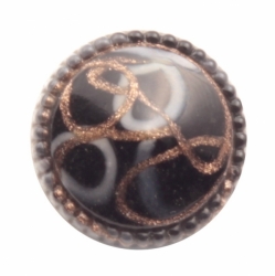 16mm antique Czech white black swirl aventurine goldstone conical glass button