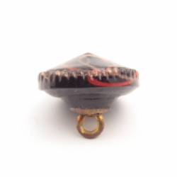 16mm antique Czech red black swirl aventurine goldstone conical glass button