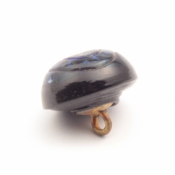 16mm antique Czech foil marble blue black bicolor ribbed glass button