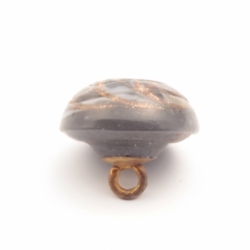16mm antique Czech bicolor swirl aventurine goldstone ribbed glass button