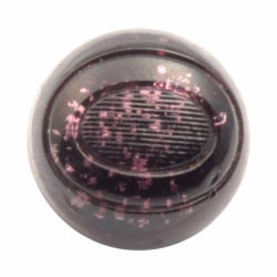 16mm antique Czech foil marble crystal black bicolor ribbed glass button