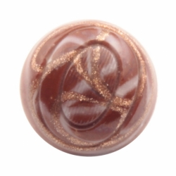 16mm antique Czech white red swirl aventurine goldstone ribbed glass button