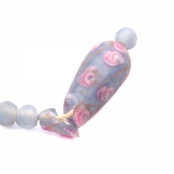 Lot (81) vintage Czech pink satin floral aventurine gold blue and blue opaline lampwork glass beads