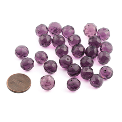 Lot (26) Austrian D.S vintage amethyst purple round faceted headpin glass beads
