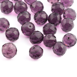 Lot (26) Austrian D.S vintage amethyst purple round faceted headpin glass beads