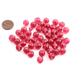 Lot (46) Austrian D.S vintage cranberry pink round faceted glass beads