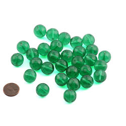 Lot (30) large Austrian D.S vintage Emerald green round faceted glass beads prisms 15mm