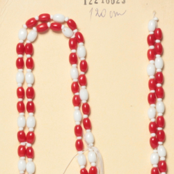 Vintage Czech necklace element white red oval glass beads 47"