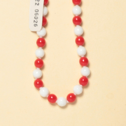 Vintage Czech necklace red white round glass beads 