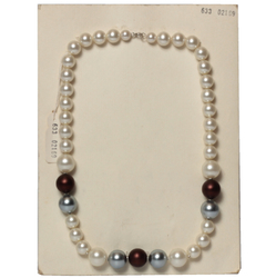 Vintage Czech necklace multicolor pearl beads 20"