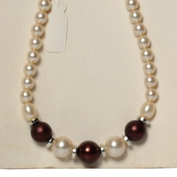 Vintage Czech necklace metallic pearl beads 
