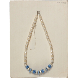 Vintage Czech necklace pearl rondelle beads blue plastic beads
