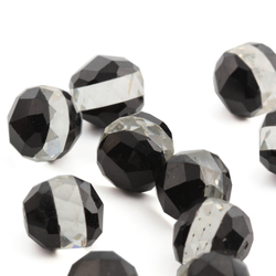 Lot (11) rare Austrian D.S vintage black and crystal round headpin glass beads