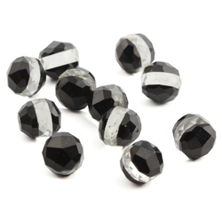 Lot (11) rare Austrian D.S vintage black and crystal round headpin glass beads