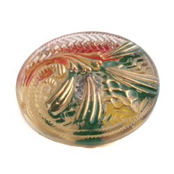 Czech reverse painted 14k gold gilt floral glass button 27mm