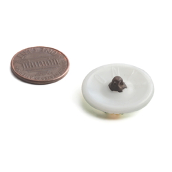 Czech hand painted floral white glass button signed ONYX 23mm