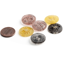 Lot (6) vintage Czech Art Deco hand painted tulip flower glass buttons 18mm