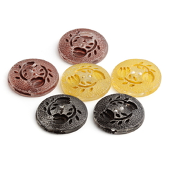 Lot (6) vintage Czech Art Deco hand painted tulip flower glass buttons 18mm