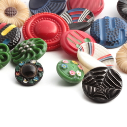 Lot (20) vintage 1920's Czech Art Deco geometric and flower glass buttons 