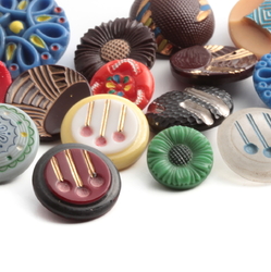 Lot (15) vintage 1920's Czech Art Deco geometric and floral glass buttons 
