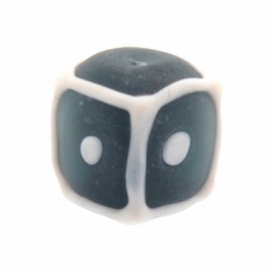 15mm vintage Czech white overlay black cube lampwork glass bead