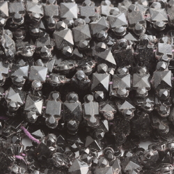 Lot (575) rare antique Victorian Czech jet black faceted imitation marcasite nailhead glass beads 9.5mm