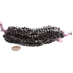 Lot (575) rare antique Victorian Czech jet black faceted imitation marcasite nailhead glass beads 9.5mm