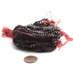 Hank (1100) antique Victorian Czech jet black 2 hole oval nailhead glass beads 7mm