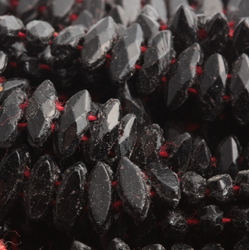 Hank (1100) antique Victorian Czech jet black 2 hole oval nailhead glass beads 7mm