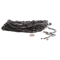 Lot (1000+) antique Victorian Czech square dimple jet black nailhead glass beads 7mm