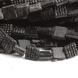 Lot (1000+) antique Victorian Czech square dimple jet black nailhead glass beads 7mm